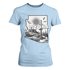 Arizona Cactus Vintage State Map Desert Gift T Shirt For Women TS12 Light Blue Print Your Wear