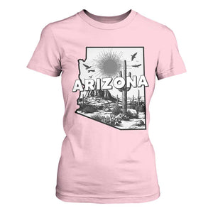 Arizona Cactus Vintage State Map Desert Gift T Shirt For Women TS12 Light Pink Print Your Wear