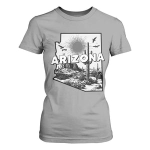 Arizona Cactus Vintage State Map Desert Gift T Shirt For Women TS12 Sport Gray Print Your Wear