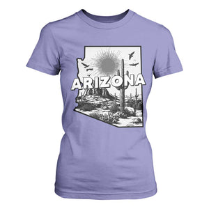 Arizona Cactus Vintage State Map Desert Gift T Shirt For Women TS12 Violet Print Your Wear
