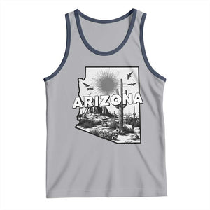 Arizona Cactus Vintage State Map Desert Gift Tank Top TS12 Athletic Heather Navy Print Your Wear