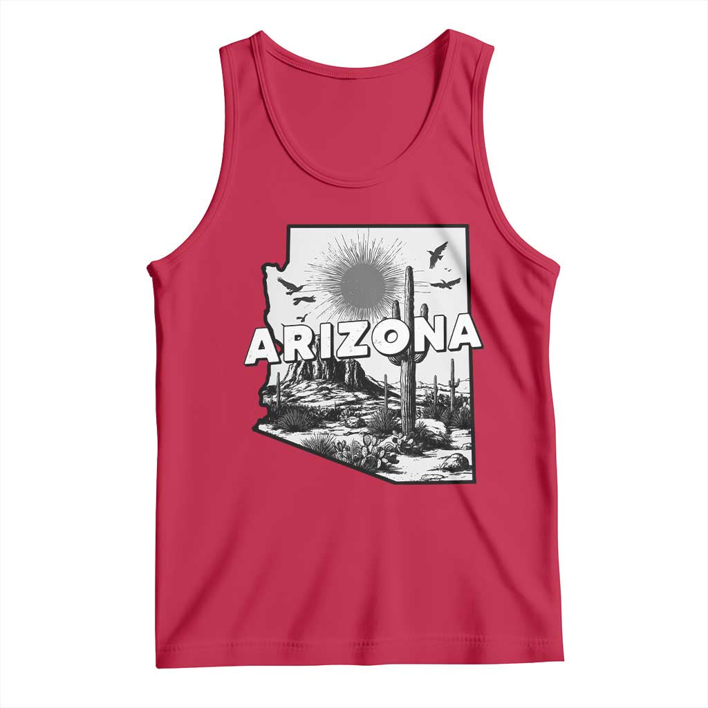 Arizona Cactus Vintage State Map Desert Gift Tank Top TS12 Red Print Your Wear
