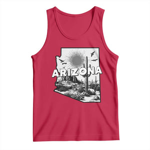 Arizona Cactus Vintage State Map Desert Gift Tank Top TS12 Red Print Your Wear