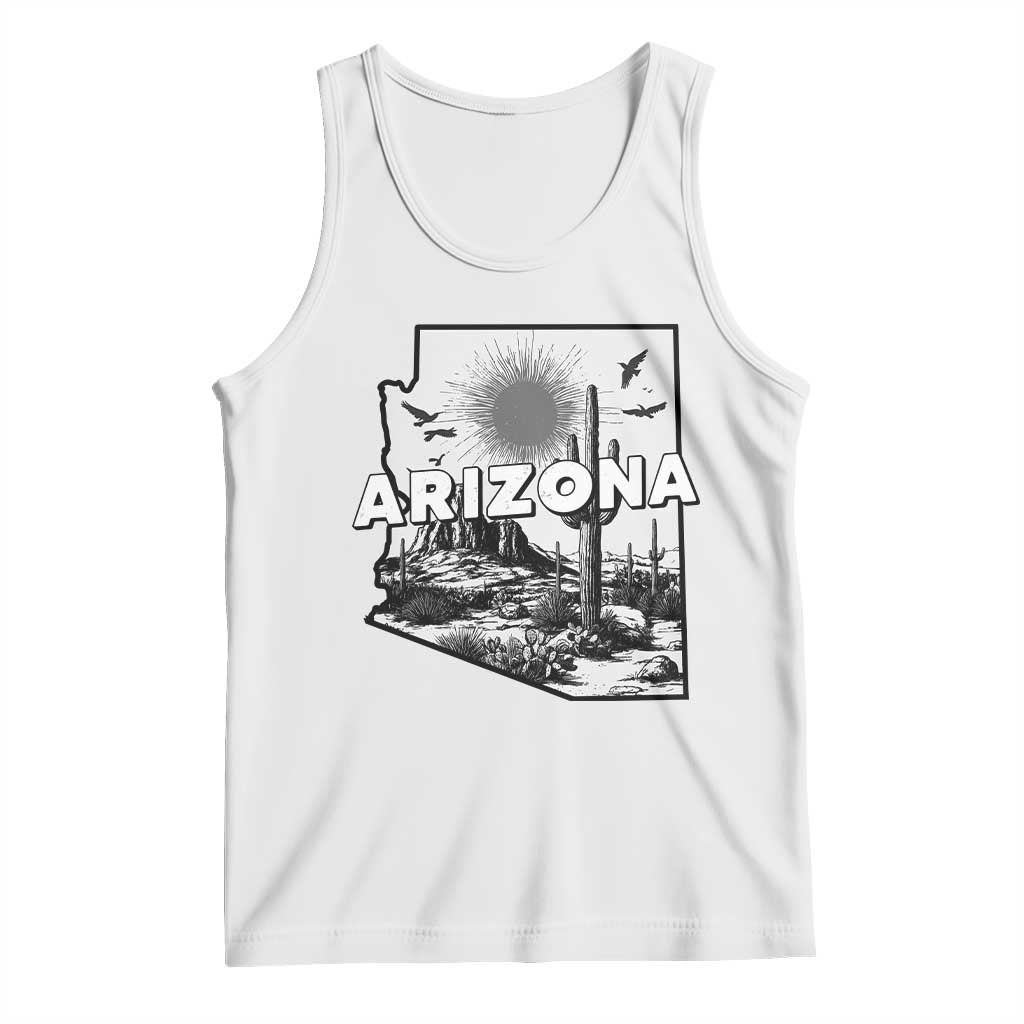 Arizona Cactus Vintage State Map Desert Gift Tank Top TS12 White Print Your Wear