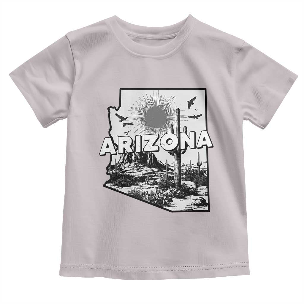 Arizona Cactus Vintage State Map Desert Gift Toddler T Shirt TS12 Ice Gray Print Your Wear