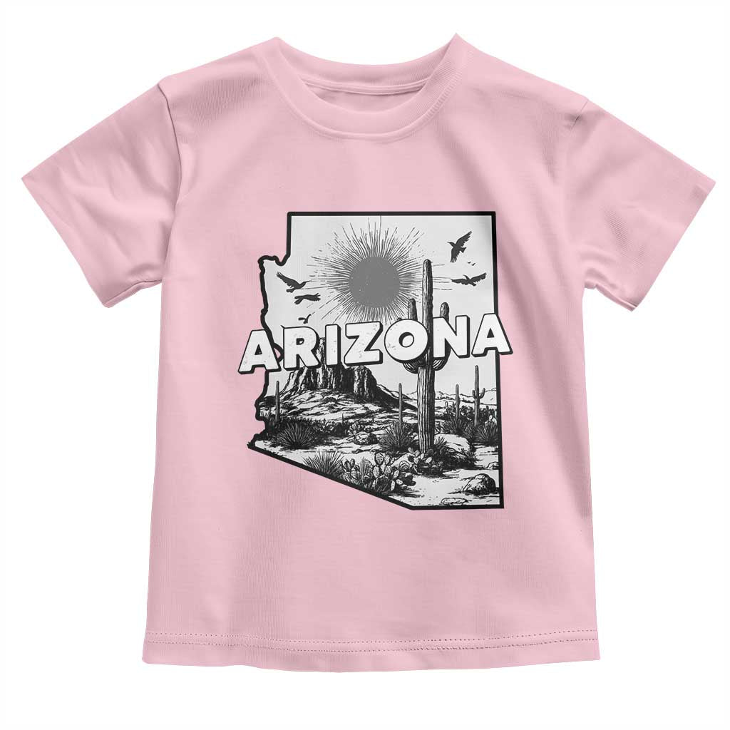 Arizona Cactus Vintage State Map Desert Gift Toddler T Shirt TS12 Light Pink Print Your Wear