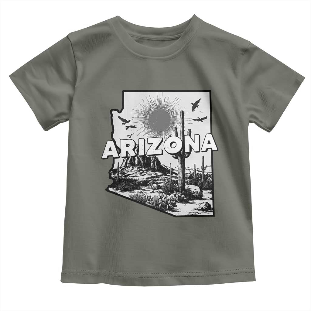 Arizona Cactus Vintage State Map Desert Gift Toddler T Shirt TS12 Military Green Print Your Wear