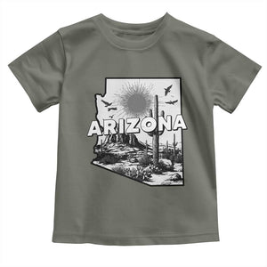 Arizona Cactus Vintage State Map Desert Gift Toddler T Shirt TS12 Military Green Print Your Wear