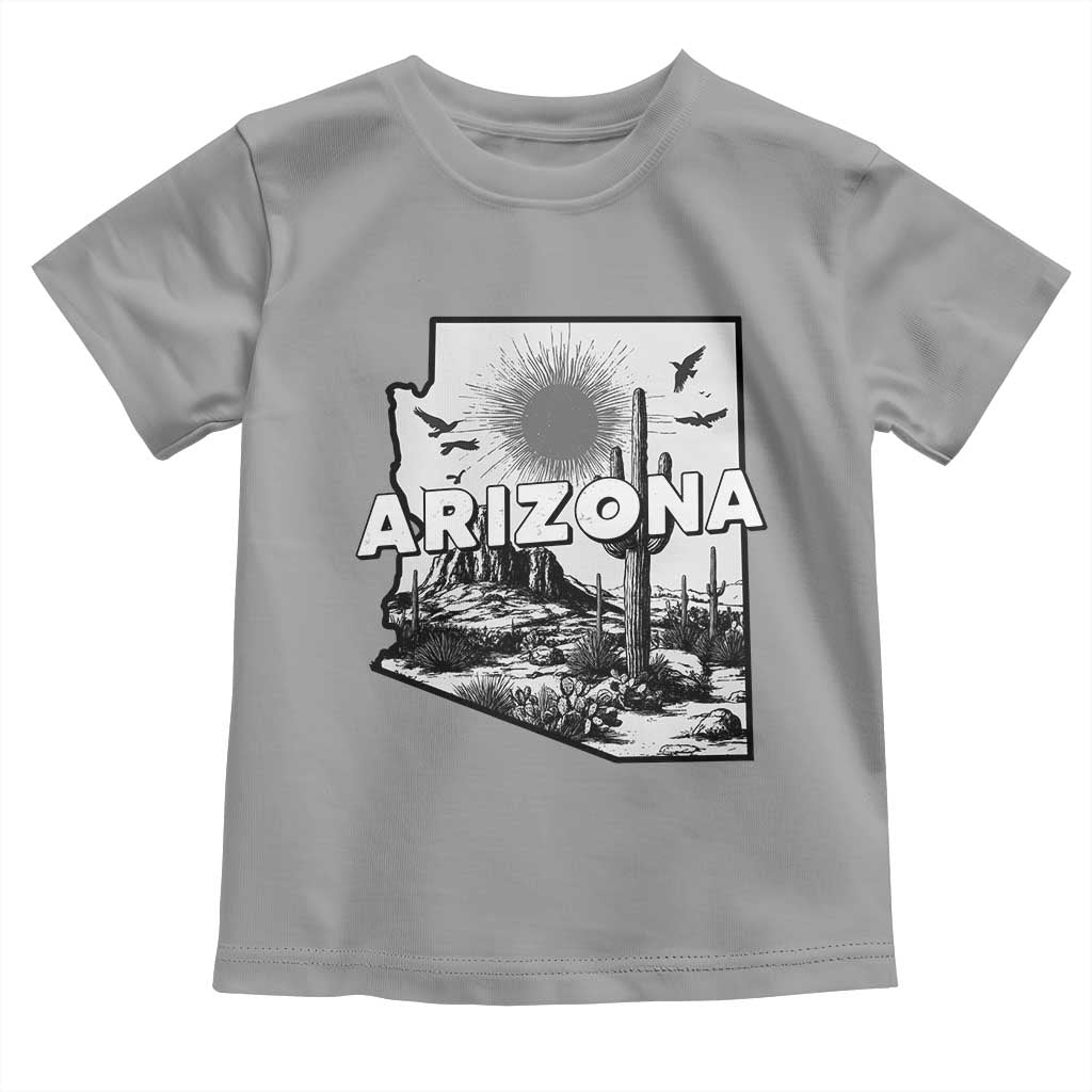 Arizona Cactus Vintage State Map Desert Gift Toddler T Shirt TS12 Sport Gray Print Your Wear