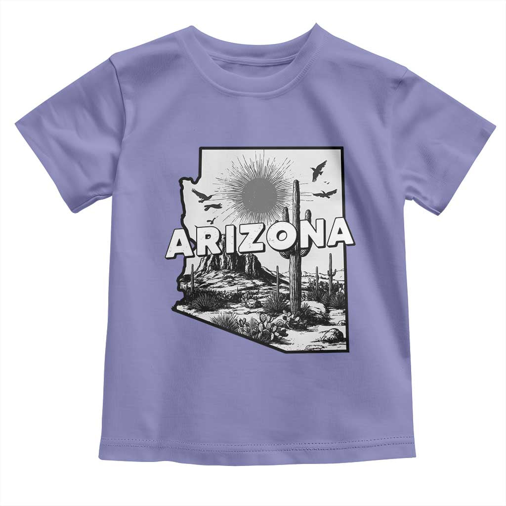 Arizona Cactus Vintage State Map Desert Gift Toddler T Shirt TS12 Violet Print Your Wear