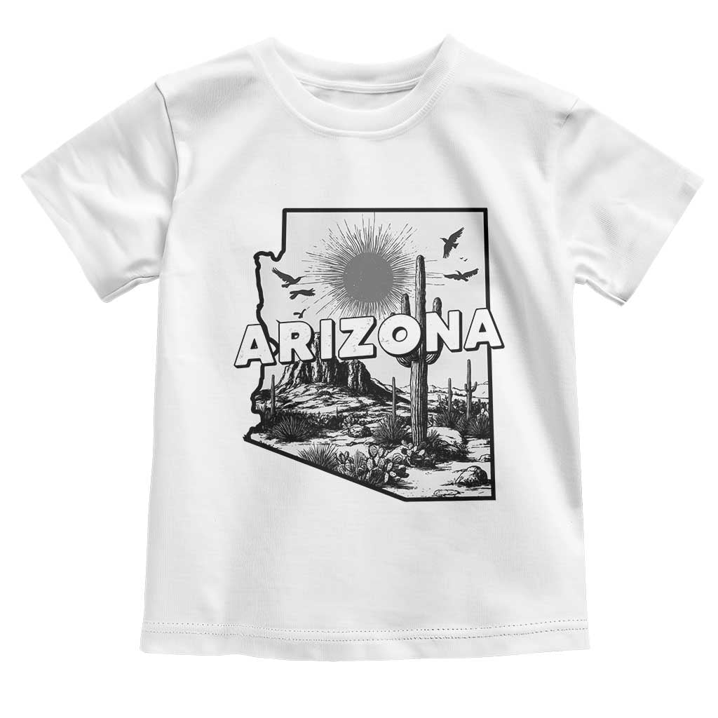 Arizona Cactus Vintage State Map Desert Gift Toddler T Shirt TS12 White Print Your Wear
