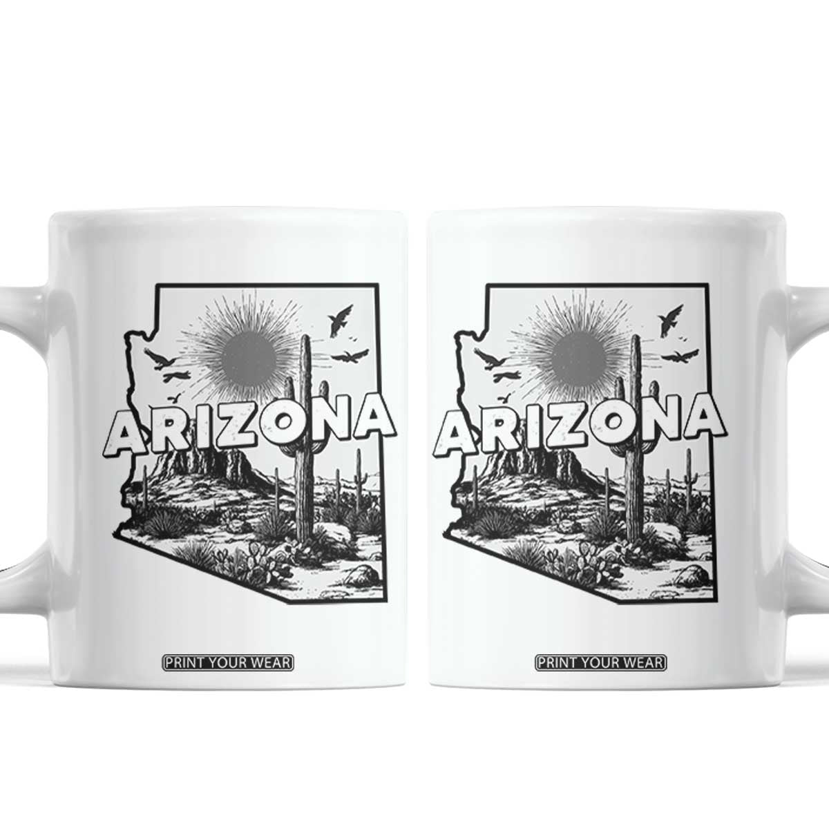 Arizona Cactus Vintage State Map Desert Gift Coffee Mug TS12 White Print Your Wear