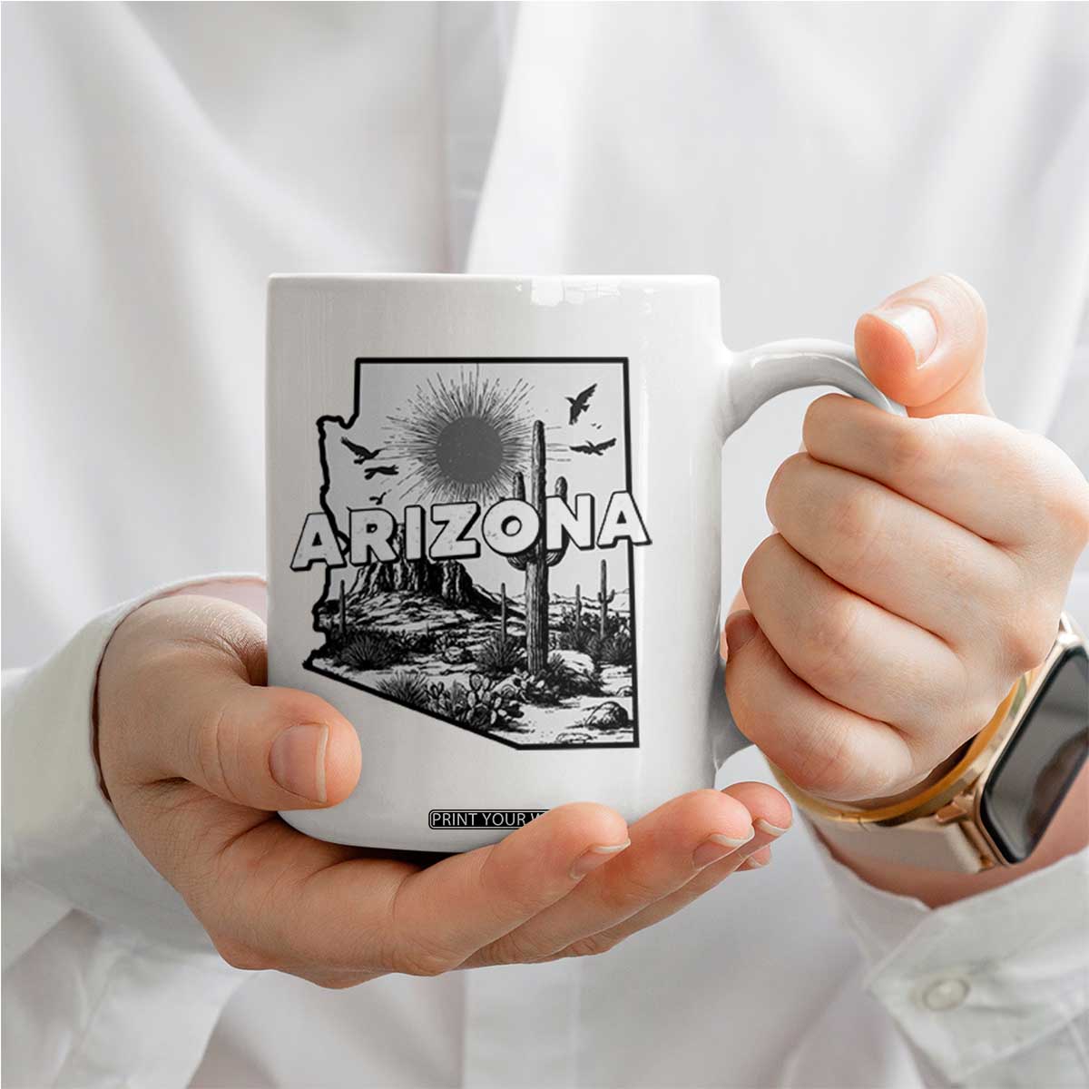 Arizona Cactus Vintage State Map Desert Gift Coffee Mug TS12 Print Your Wear