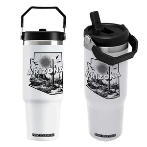 Arizona Cactus Vintage State Map Desert Gift Flip Straw Tumbler TS12 One Size: 30 oz White Print Your Wear