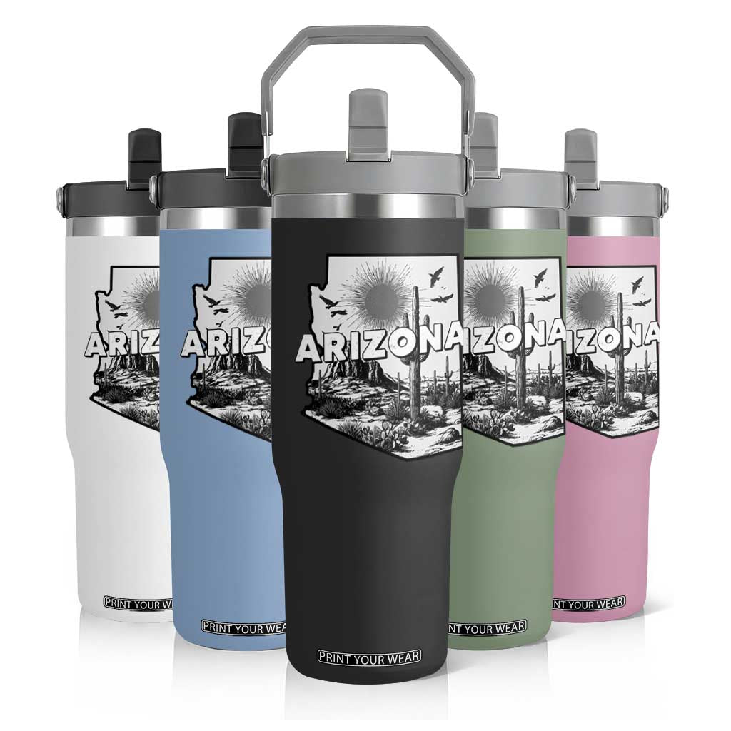 Arizona Cactus Vintage State Map Desert Gift Flip Straw Tumbler TS12 Print Your Wear