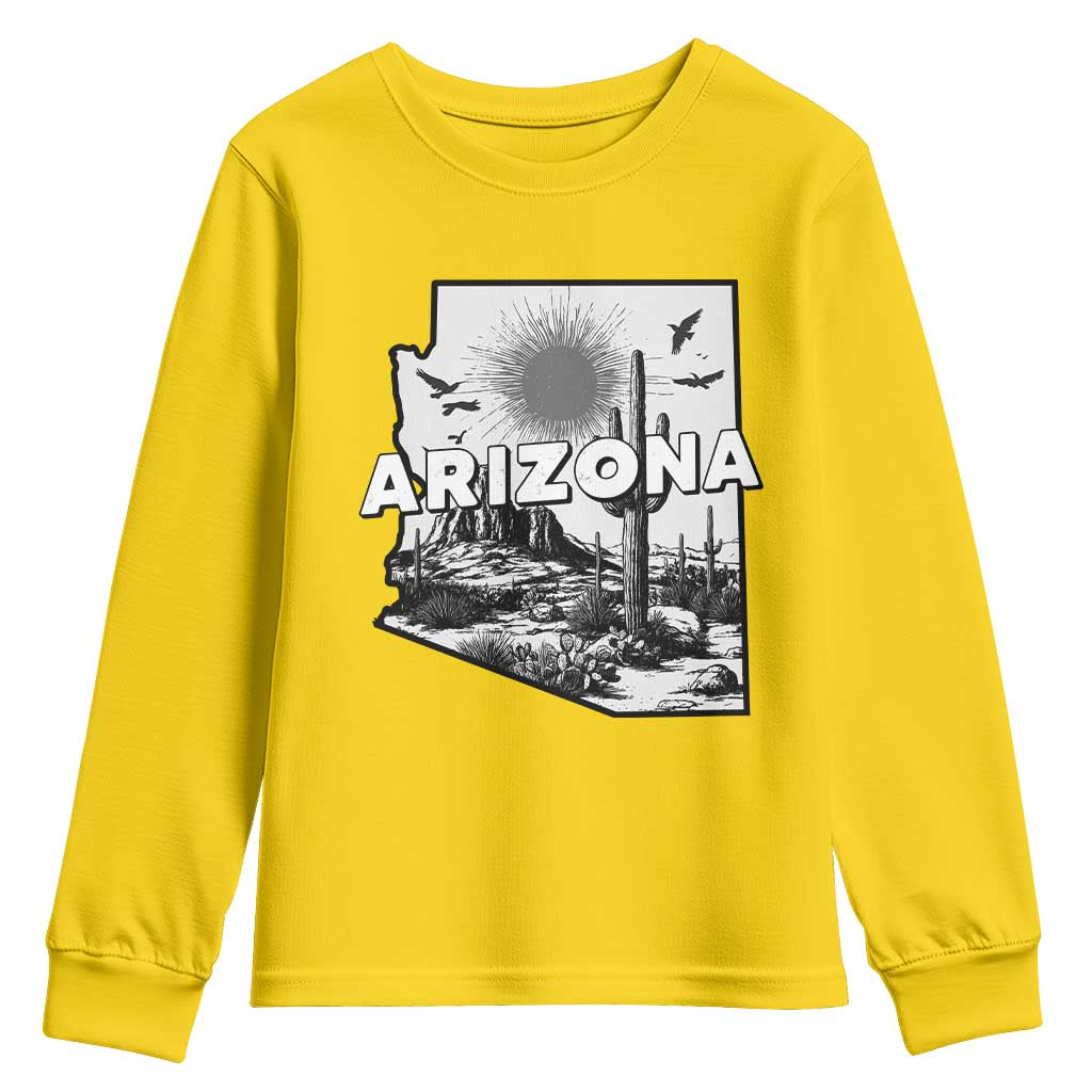 Arizona Cactus Vintage State Map Desert Gift Youth Sweatshirt TS12 Daisy Print Your Wear