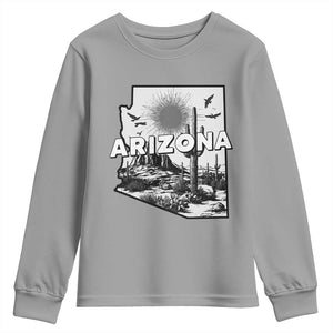 Arizona Cactus Vintage State Map Desert Gift Youth Sweatshirt TS12 Sport Gray Print Your Wear