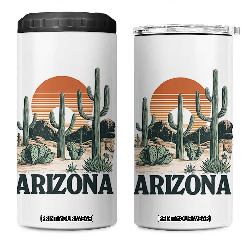 Arizona Desert Sunset 4 in 1 Can Cooler Tumbler Vintage Cactus Grand Canyon State Gift TS12 One Size: 16 oz White Print Your Wear