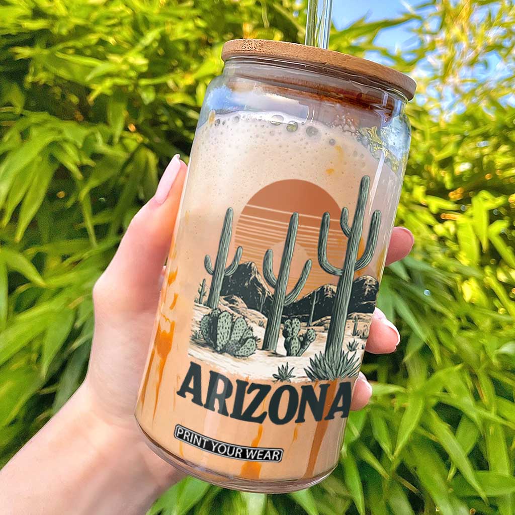 Arizona Desert Sunset Glass Can Vintage Cactus Grand Canyon State Gift TS12 White Print Your Wear