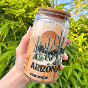Arizona Desert Sunset Glass Can Vintage Cactus Grand Canyon State Gift TS12 White Print Your Wear