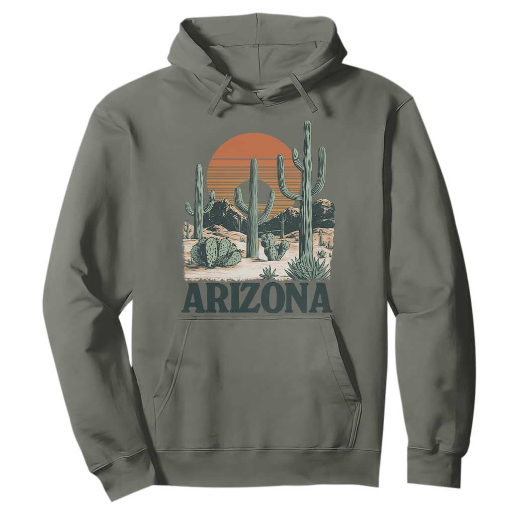 Arizona Desert Sunset Hoodie Vintage Cactus Grand Canyon State Gift TS12 Military Green Print Your Wear