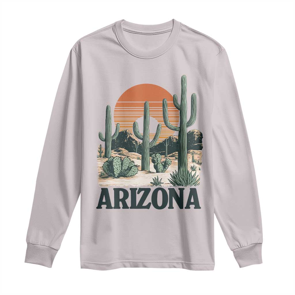 Arizona Desert Sunset Long Sleeve Shirt Vintage Cactus Grand Canyon State Gift TS12 Ice Gray Print Your Wear