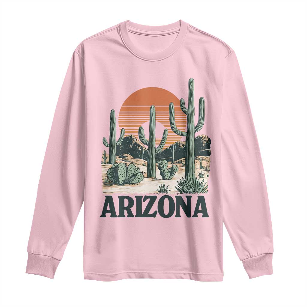 Arizona Desert Sunset Long Sleeve Shirt Vintage Cactus Grand Canyon State Gift TS12 Light Pink Print Your Wear