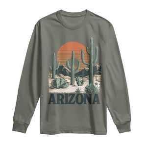Arizona Desert Sunset Long Sleeve Shirt Vintage Cactus Grand Canyon State Gift TS12 Military Green Print Your Wear