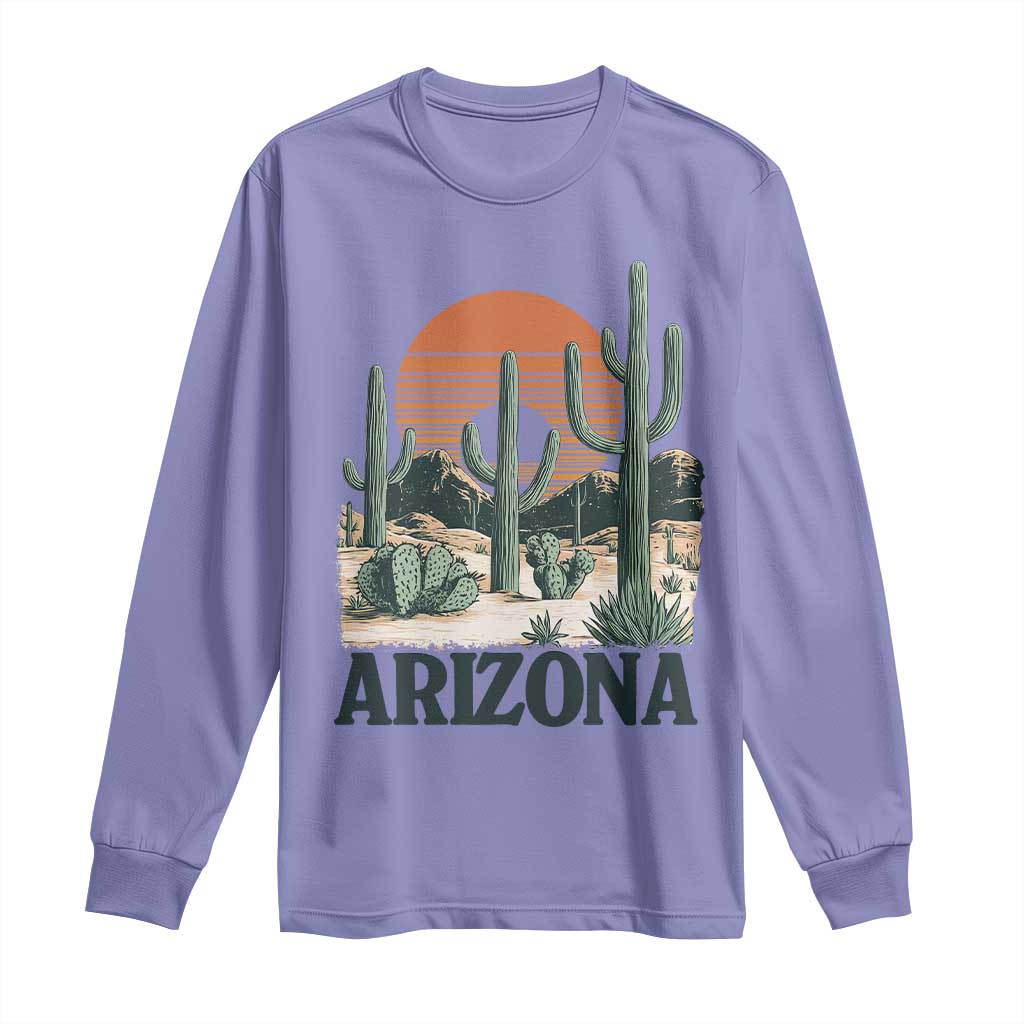 Arizona Desert Sunset Long Sleeve Shirt Vintage Cactus Grand Canyon State Gift TS12 Violet Print Your Wear