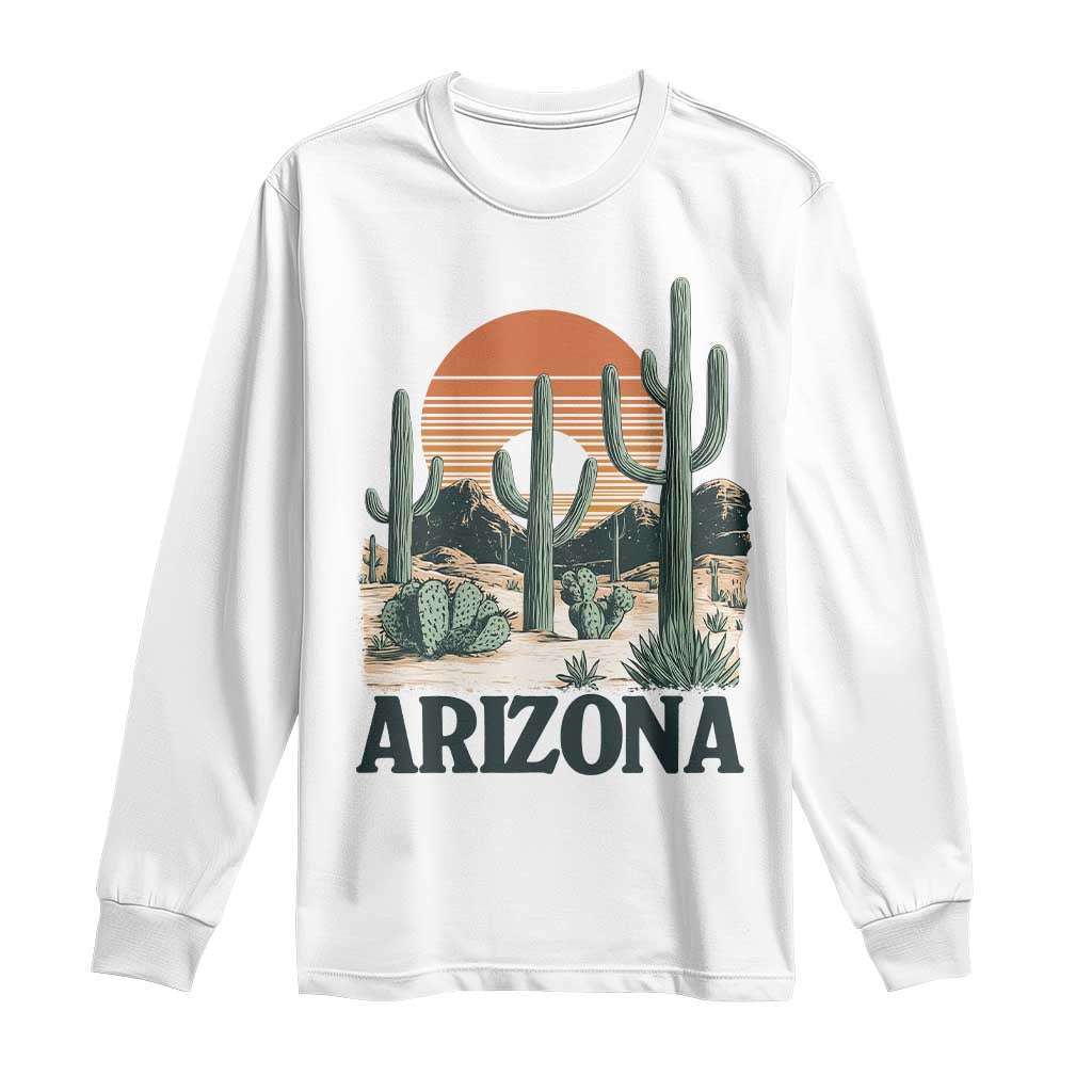 Arizona Desert Sunset Long Sleeve Shirt Vintage Cactus Grand Canyon State Gift TS12 White Print Your Wear