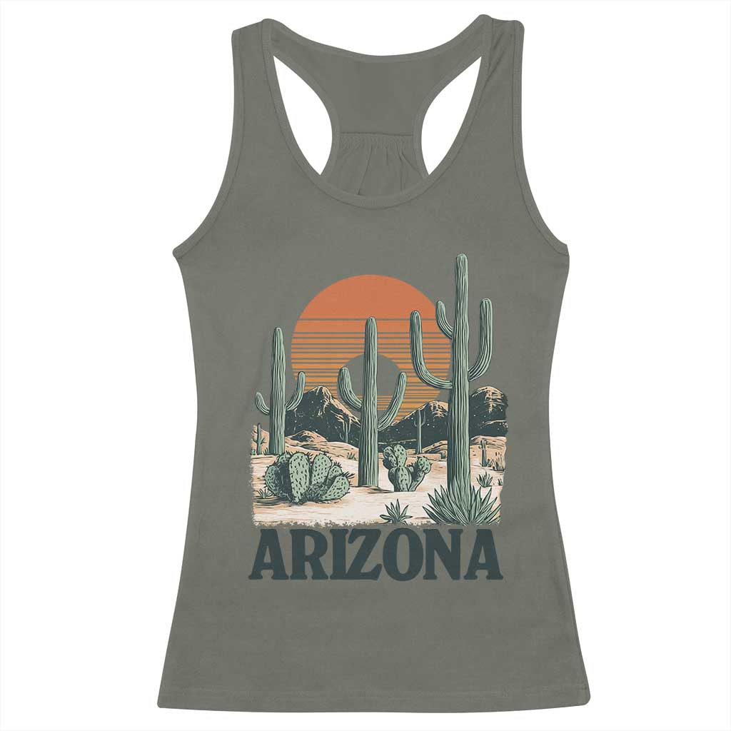 Arizona Desert Sunset Racerback Tank Top Vintage Cactus Grand Canyon State Gift TS12 Military Green Print Your Wear