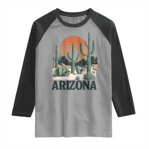 Arizona Desert Sunset Raglan Shirt Vintage Cactus Grand Canyon State Gift TS12 Sport Gray Black Print Your Wear