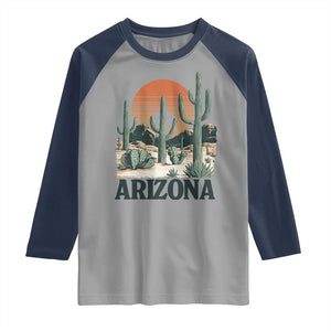 Arizona Desert Sunset Raglan Shirt Vintage Cactus Grand Canyon State Gift TS12 Sport Gray Navy Print Your Wear