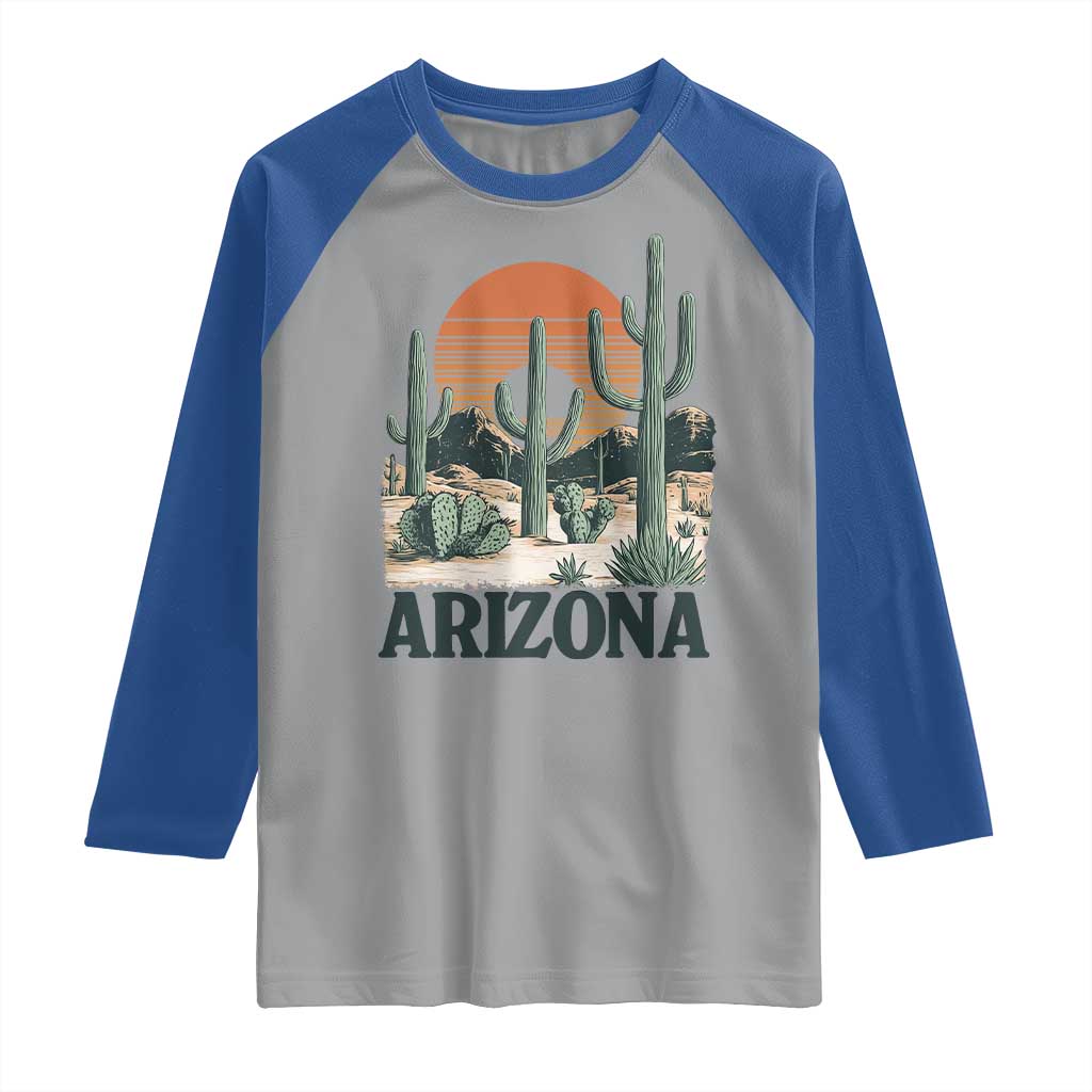Arizona Desert Sunset Raglan Shirt Vintage Cactus Grand Canyon State Gift TS12 Sport Gray Royal Print Your Wear