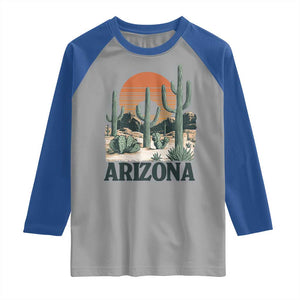 Arizona Desert Sunset Raglan Shirt Vintage Cactus Grand Canyon State Gift TS12 Sport Gray Royal Print Your Wear