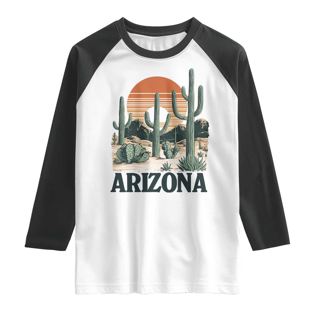 Arizona Desert Sunset Raglan Shirt Vintage Cactus Grand Canyon State Gift TS12 White Black Print Your Wear