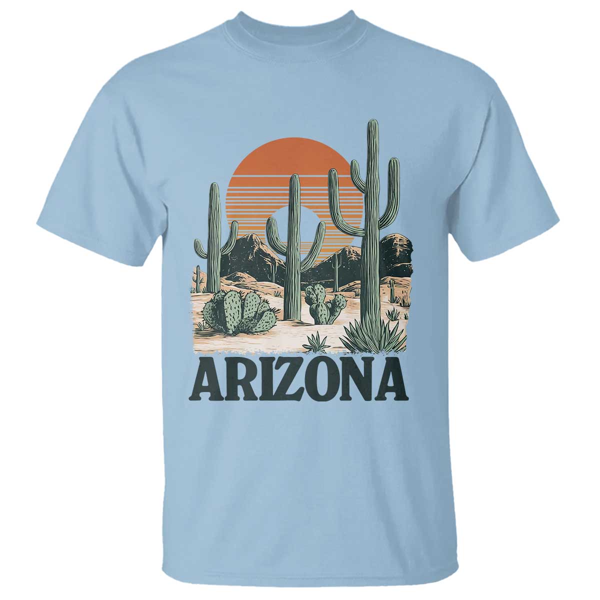 Arizona Desert Sunset T Shirt Vintage Cactus Grand Canyon State Gift TS12 Light Blue Print Your Wear