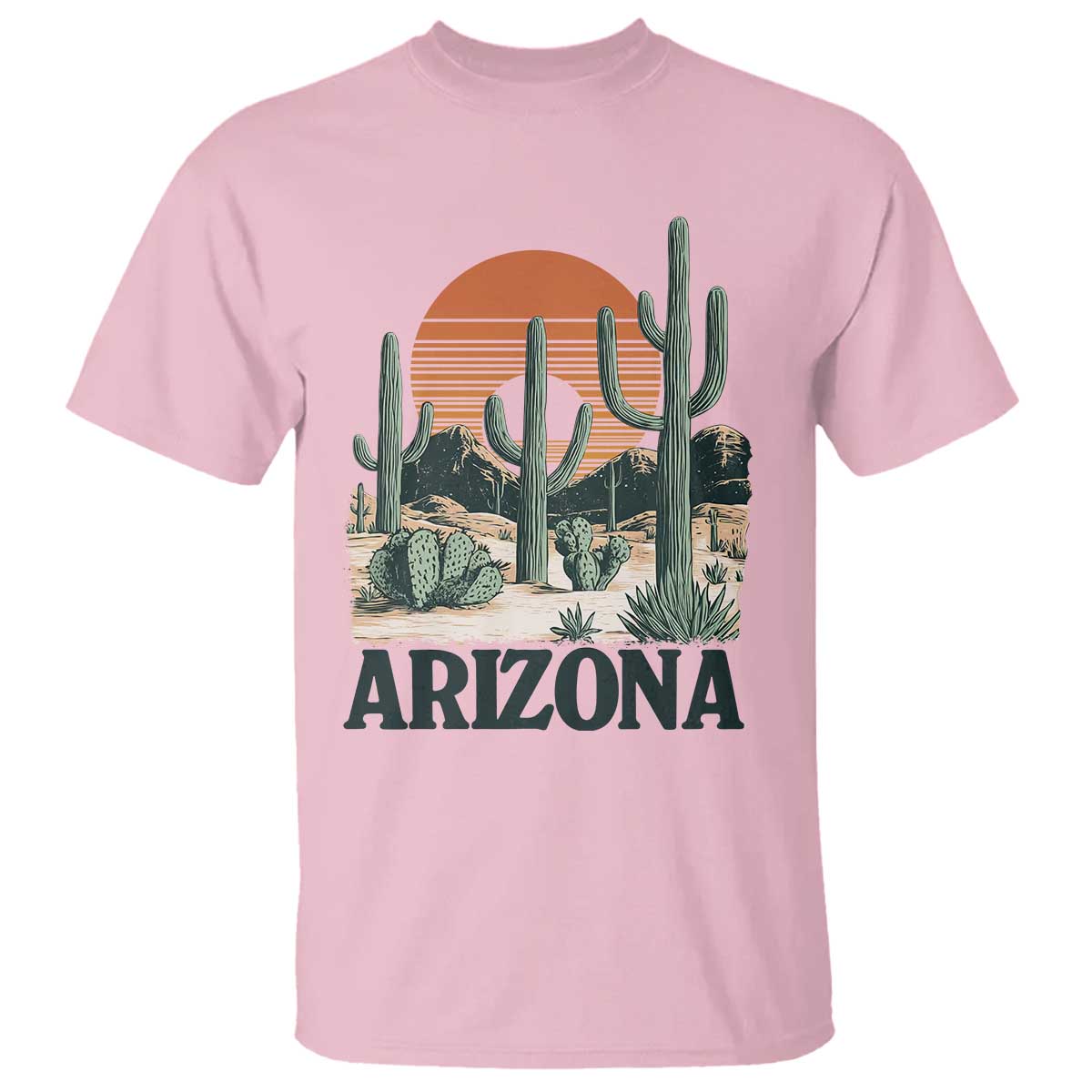 Arizona Desert Sunset T Shirt Vintage Cactus Grand Canyon State Gift TS12 Light Pink Print Your Wear