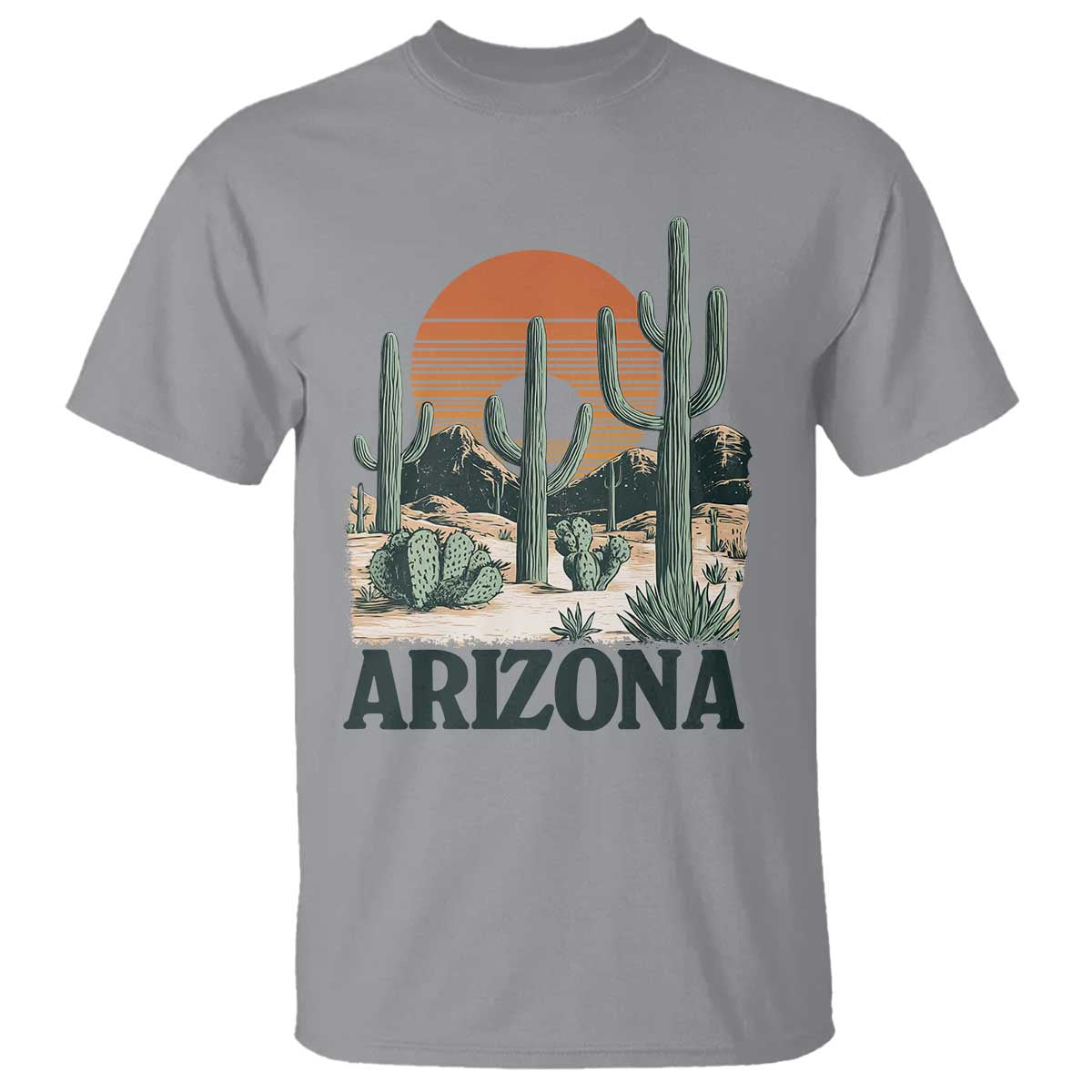 Arizona Desert Sunset T Shirt Vintage Cactus Grand Canyon State Gift TS12 Sport Gray Print Your Wear
