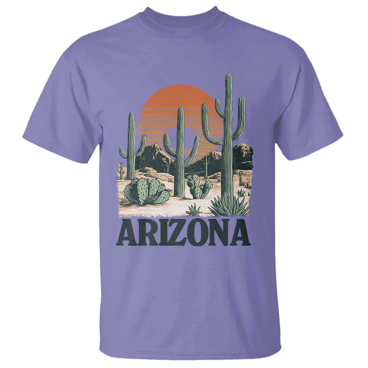 Arizona Desert Sunset T Shirt Vintage Cactus Grand Canyon State Gift TS12 Violet Print Your Wear