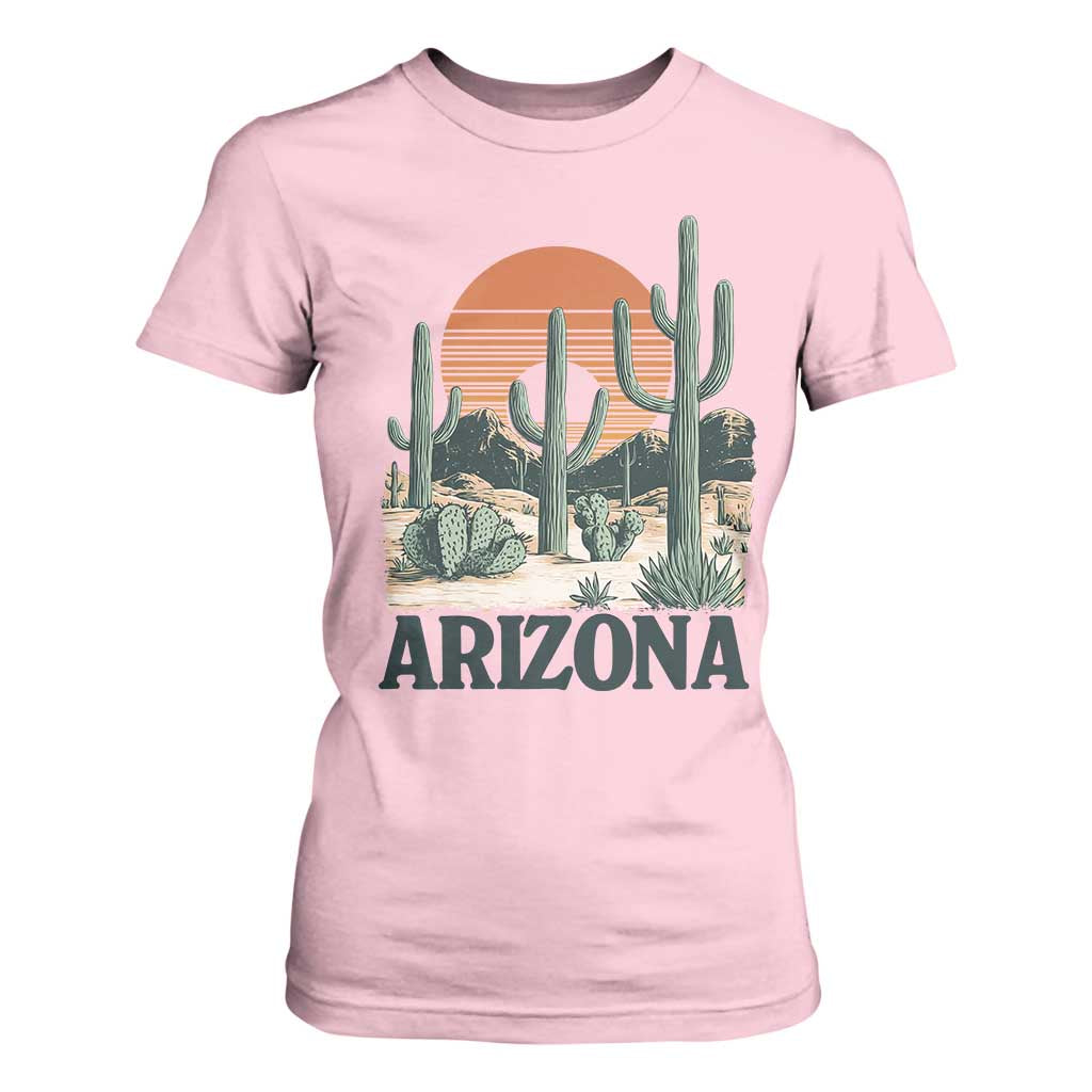 Arizona Desert Sunset T Shirt For Women Vintage Cactus Grand Canyon State Gift TS12 Light Pink Print Your Wear