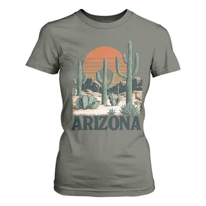 Arizona Desert Sunset T Shirt For Women Vintage Cactus Grand Canyon State Gift TS12 Military Green Print Your Wear