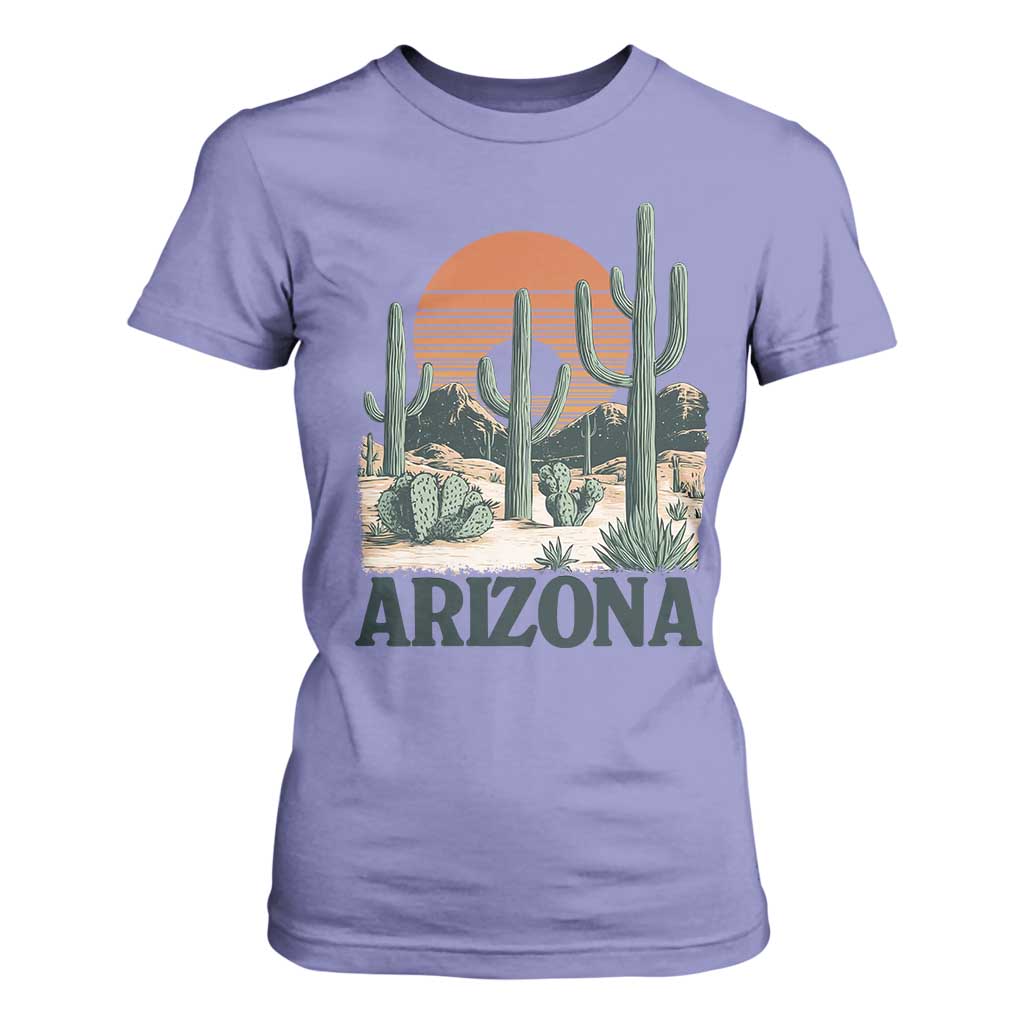 Arizona Desert Sunset T Shirt For Women Vintage Cactus Grand Canyon State Gift TS12 Violet Print Your Wear