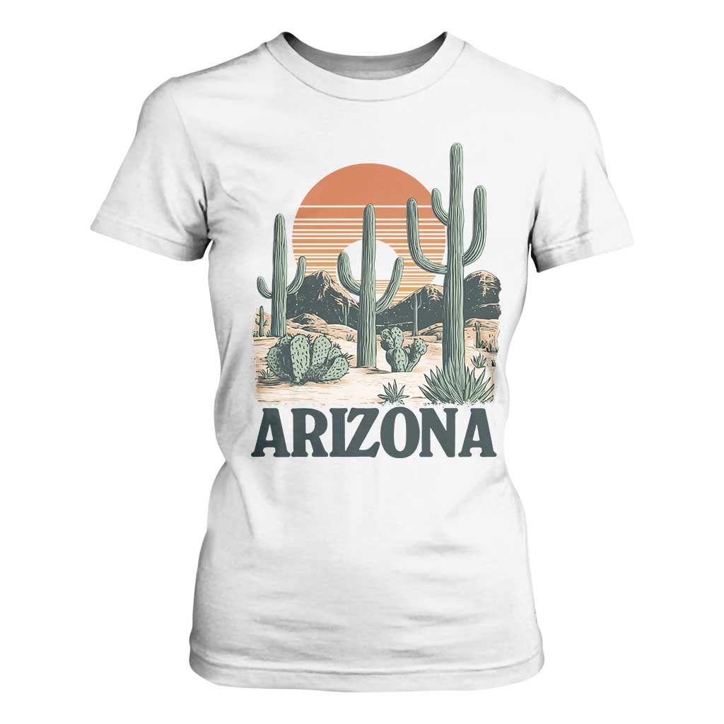Arizona Desert Sunset T Shirt For Women Vintage Cactus Grand Canyon State Gift TS12 White Print Your Wear