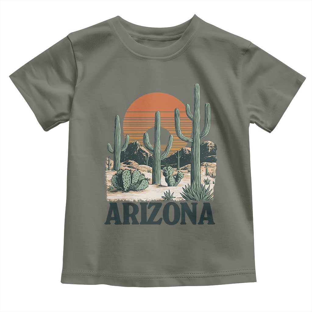 Arizona Desert Sunset Toddler T Shirt Vintage Cactus Grand Canyon State Gift TS12 Military Green Print Your Wear
