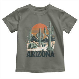 Arizona Desert Sunset Toddler T Shirt Vintage Cactus Grand Canyon State Gift TS12 Military Green Print Your Wear
