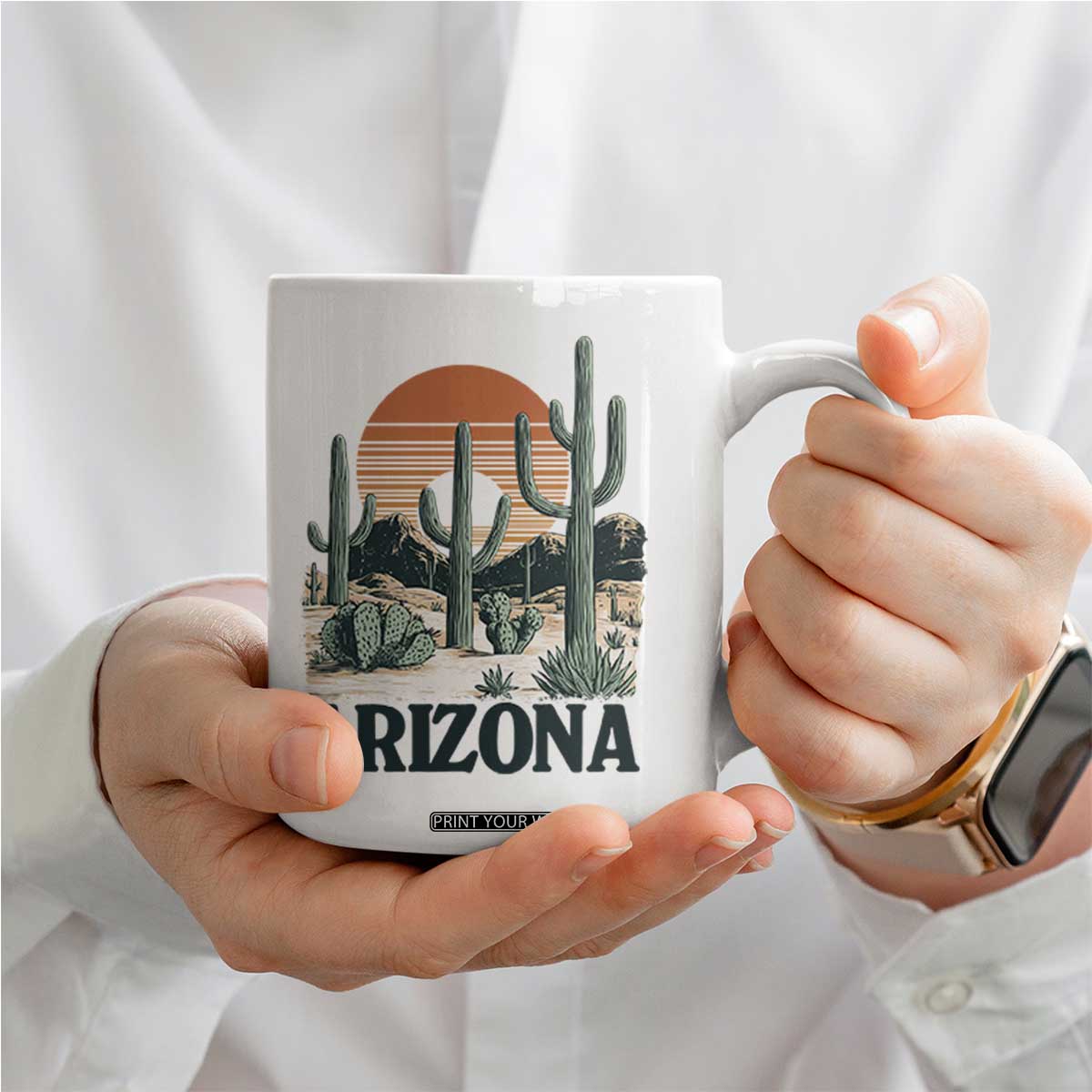 Arizona Desert Sunset Coffee Mug Vintage Cactus Grand Canyon State Gift TS12 Print Your Wear