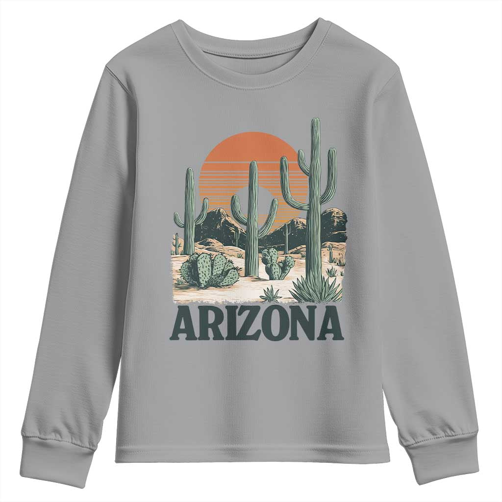 Arizona Desert Sunset Youth Sweatshirt Vintage Cactus Grand Canyon State Gift TS12 Sport Gray Print Your Wear