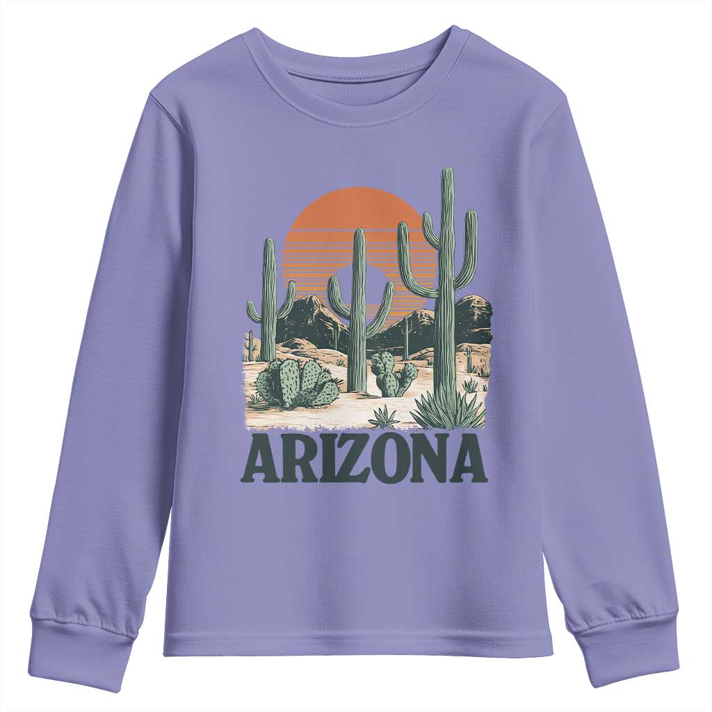 Arizona Desert Sunset Youth Sweatshirt Vintage Cactus Grand Canyon State Gift TS12 Violet Print Your Wear