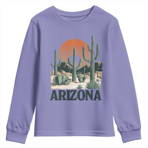 Arizona Desert Sunset Youth Sweatshirt Vintage Cactus Grand Canyon State Gift TS12 Violet Print Your Wear